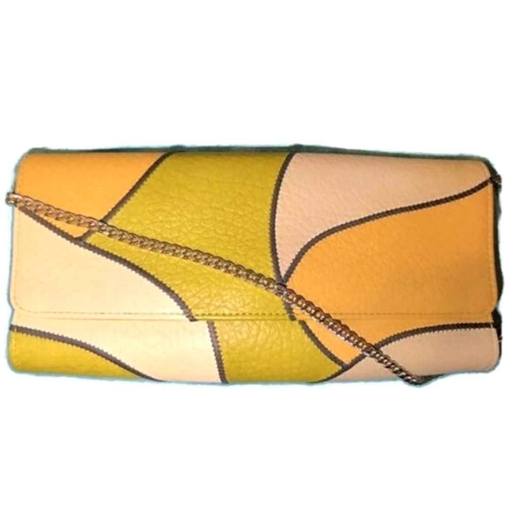 Carlos Falchi Fatto A Mano Multi Color Leather Patchwork Clutch